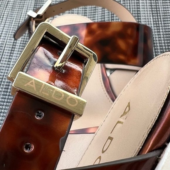 Aldo Flat Form Sole Faux Tortoiseshell Sandals Size 9 Great Condition - Picture 10 of 10